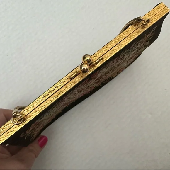 Vintage Micro Petit Point Floral Kiss Lock Hand Bag - Picture 11 of 13